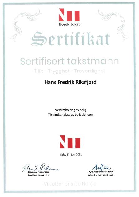 Sertifikat - Norsk Takst